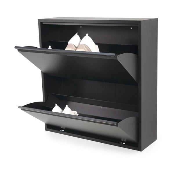 Čierna kovová výklopná skrinka na topánky 75x77,5x22,5 cm Billy – Spinder Design-image-2