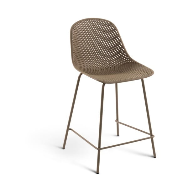 Béžová kovovo-plastová záhradná barová stolička Quinby – Kave Home