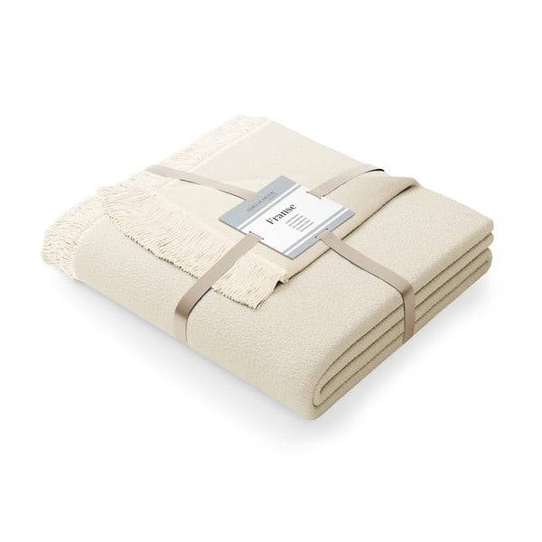 Svetlobéžová deka s prímesou bavlny AmeliaHome Franse, 150 x 200 cm-image-2