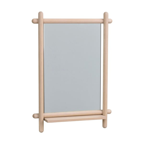 Nástenné zrkadlo s poličkou s dreveným rámom 52x74 cm Milford - Rowico
