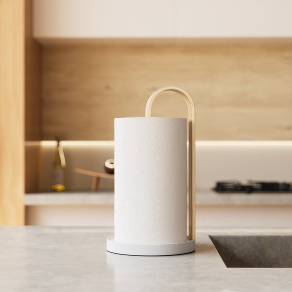 Biely drevený stojan na papierové utierky ø 17 cm Bellwood – Umbra-image-1