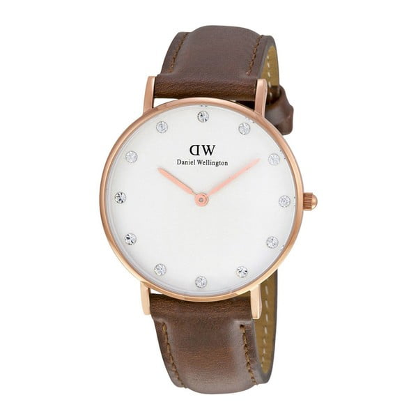 Dámske hodinky s koženým remienkom a ciferníkom ružovozlatej farby Daniel Wellington St Mawes, ⌀ 34 mm
