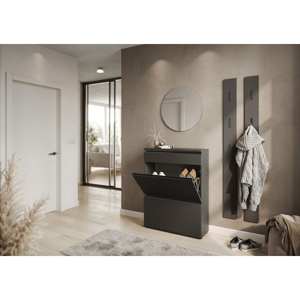 Antracitová skrinka na topánky 80x107x29 cm Baldone – Germania-image-1