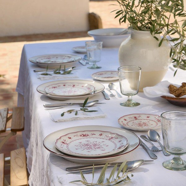 Červený/biely dezertný kameninový tanier ø 17 cm Vila – Costa Nova-image-3