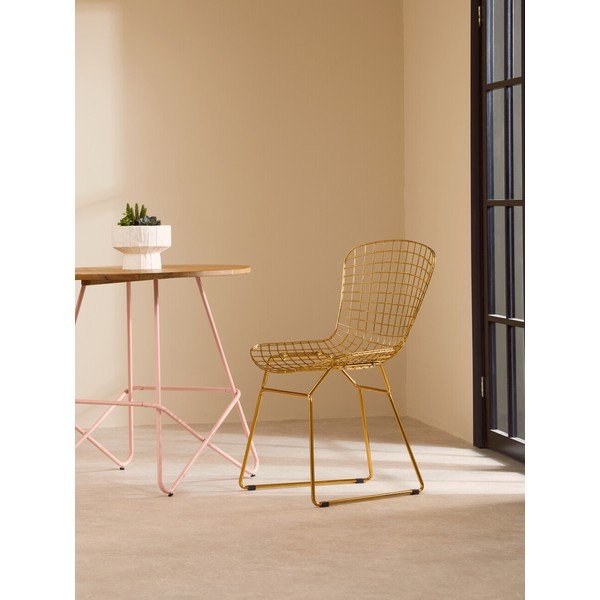 Kovová jedálenská stolička v zlatej farbe District – Premier Housewares-image-1