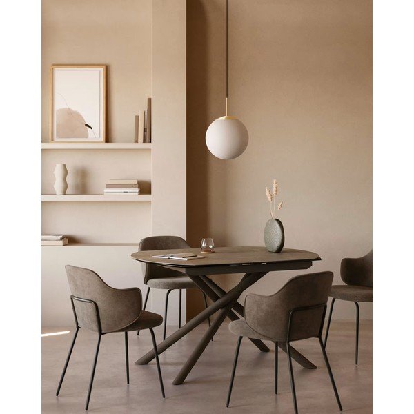 Rozkladací jedálenský stôl s prídavnou doskou s keramickou doskou 100x130 cm Yodalia – Kave Home-image-1