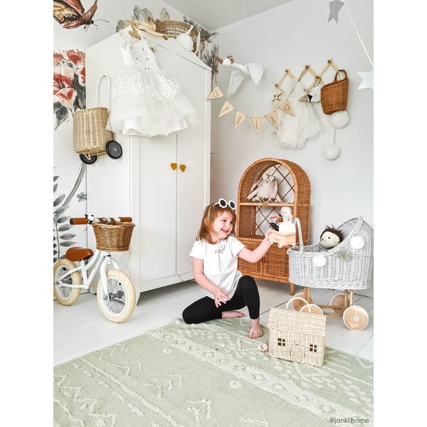 Svetlozelený prateľný ručne tkaný bavlnený koberec 140x200 cm Tribu Olive – Lorena Canals-image-3