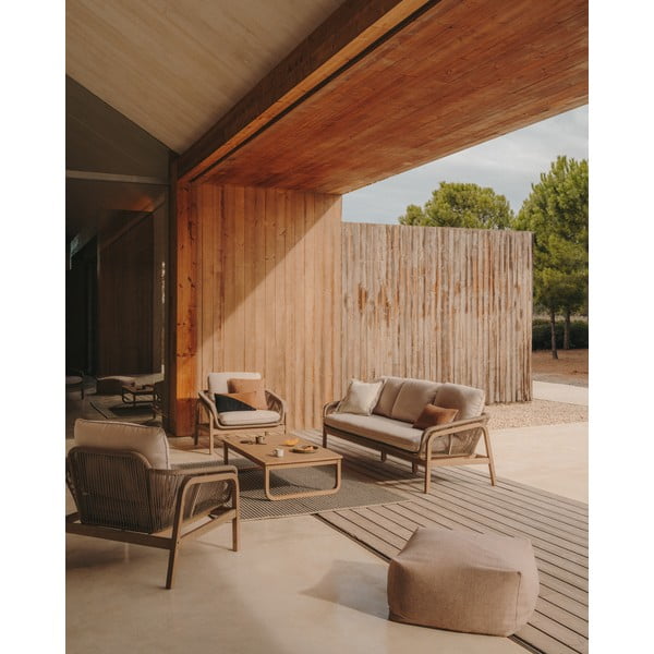Záhradná lounge súprava z masívu akácie pre 5 v béžovo-prírodnej farbe Vellana – Kave Home-image-1
