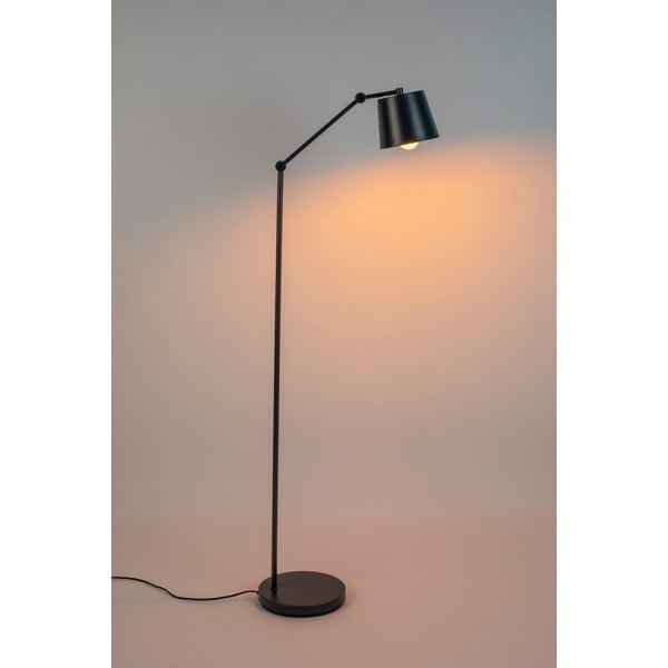 Čierna stojacia lampa s kovovým tienidlom (výška 135 cm) Hajo – White Label-image-1