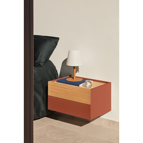 Nočný stolík v dekore duba v tehlovo-prírodnej farbe Otto – Teulat-image-1