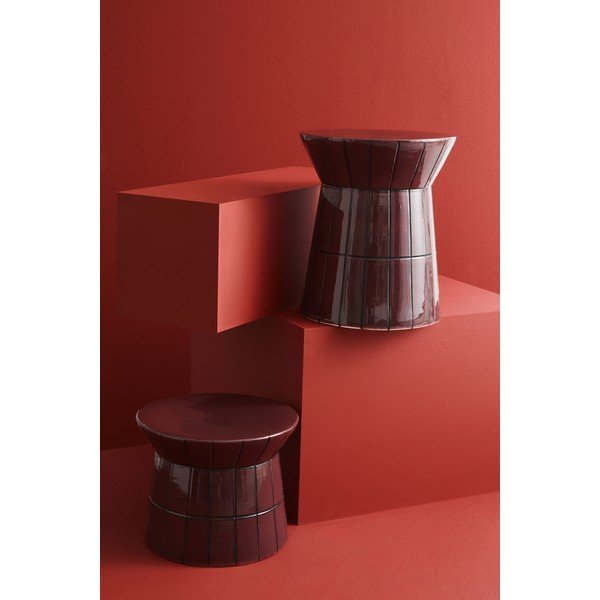 Vínovočervený keramický okrúhly konferenčný stolík ø 38 cm Abbes – Bizzotto-image-2