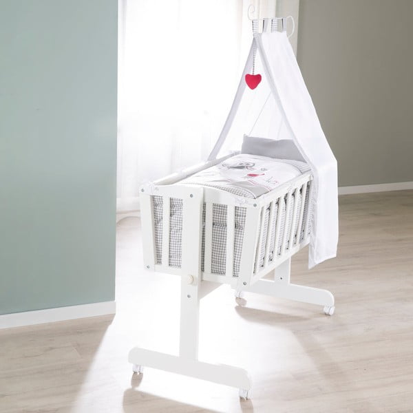 Biela kolíska na kolieskach s baldachýnom 40x90 cm Adam & Eule – Roba-image-4