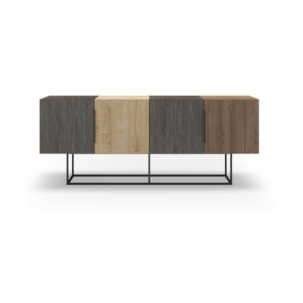 Nízka komoda v dekore duba v hnedo-prírodnej farbe 200x80 cm Titan – Marckeric