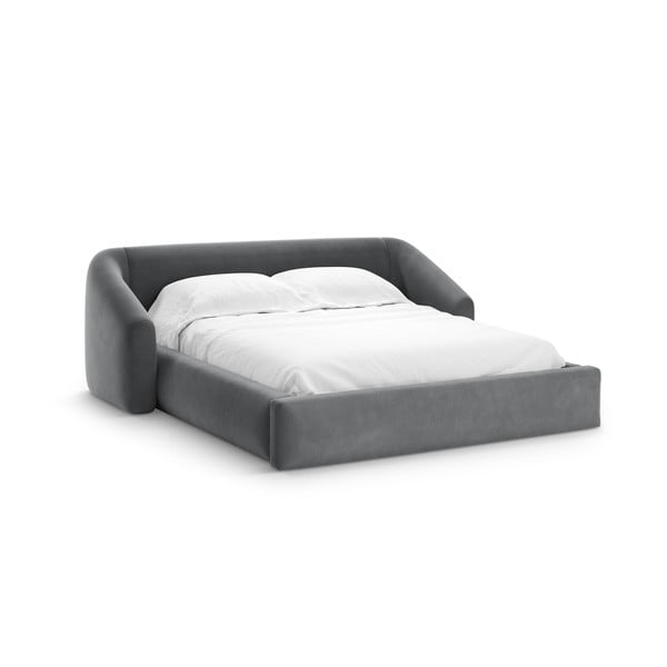 Sivá čalúnená dvojlôžková posteľ s úložným priestorom s roštom 160x200 cm Campi – Cosmopolitan Design