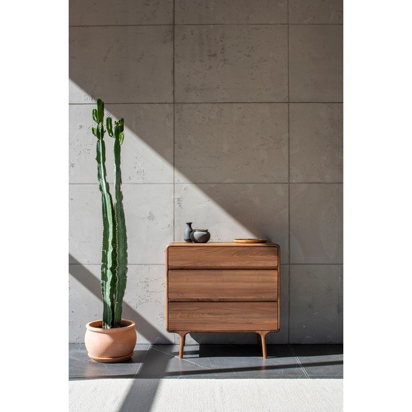 Hnedá komoda z orechového dreva 90x90x45 cm Fawn – Gazzda-image-1