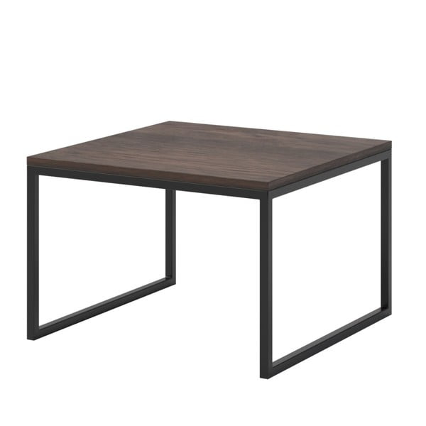 Konferenčný stolík s tmavou doskou z dubového dreva s čiernou podnožou MESONICA Eco, 60 x 60 cm