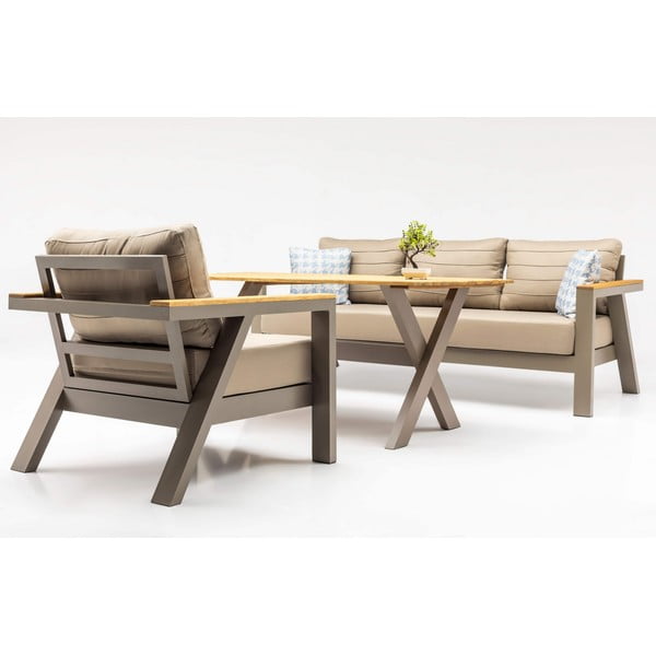 Béžová záhradná lounge súprava pre 7 Daisy – Floriane Garden-image-2