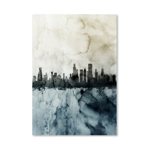 Plagát Americanflat Chicago City Skyline, 42 x 30 cm
