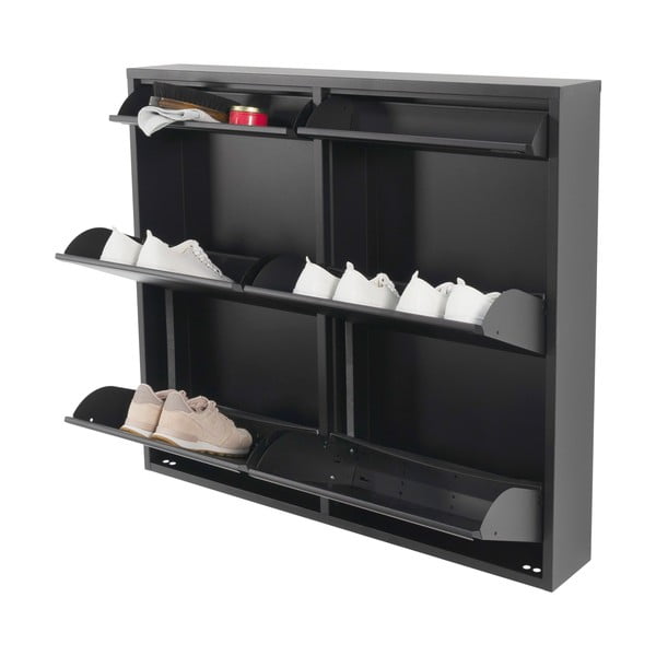 Čierna kovová výklopná skrinka na topánky 98x86x15 cm Billy – Spinder Design-image-2