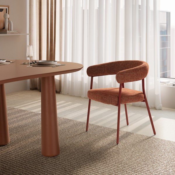 Terakotové čalúnené jedálenské kreslá v súprave s podrúčkami 2 ks Yuri – MOME-image-2
