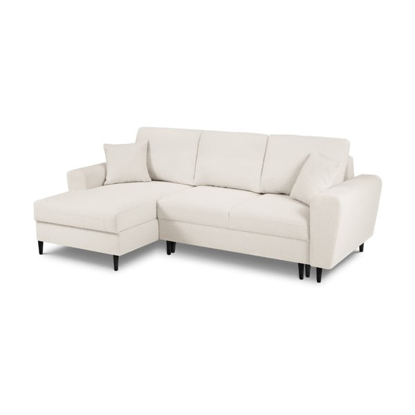 Béžová rozkladacia/s úložným priestorom rohová pohovka z textílie buklé (ľavý roh/s leňoškou) Kyoto – Cosmopolitan Design-image-1