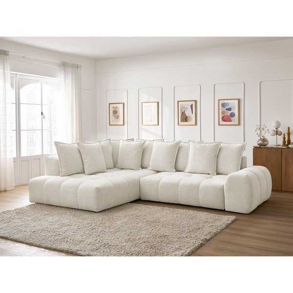 Biela ženilková rozkladacia/s úložným priestorom rohová pohovka (ľavý roh/do L) Everest – Bobochic Paris-image-1