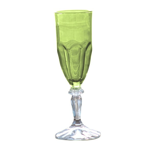 Sada 6 zelených plastových pohárov na sekt Sunvibes Happy, 120 ml