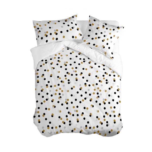 Biela bavlnená obliečka na perinu na dvojlôžko 200x200 cm Golden dots – Blanc