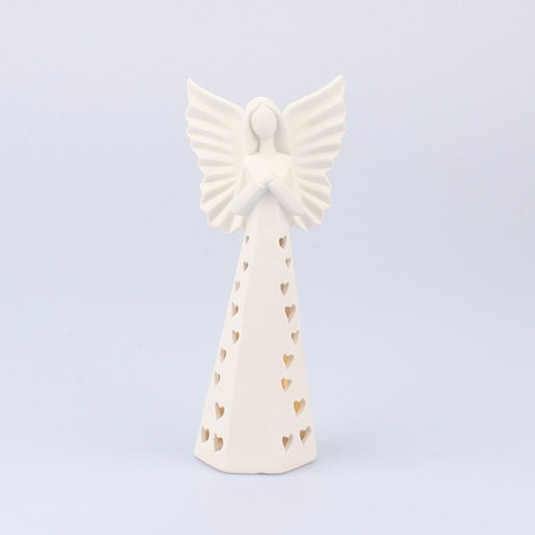 Porcelánový LED svietiaci anjel Dakls, výška 20,5 cm
