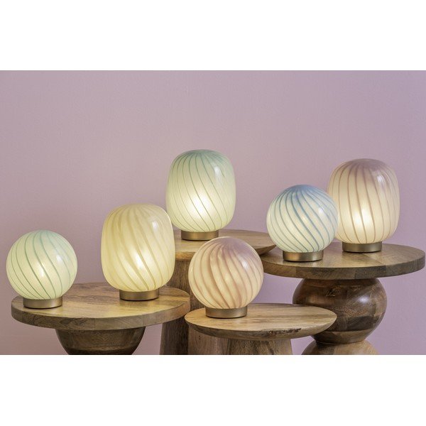 Svetlomodrá stolová lampa so skleneným tienidlom (výška 20 cm) Summer Globe – Leitmotiv-image-1