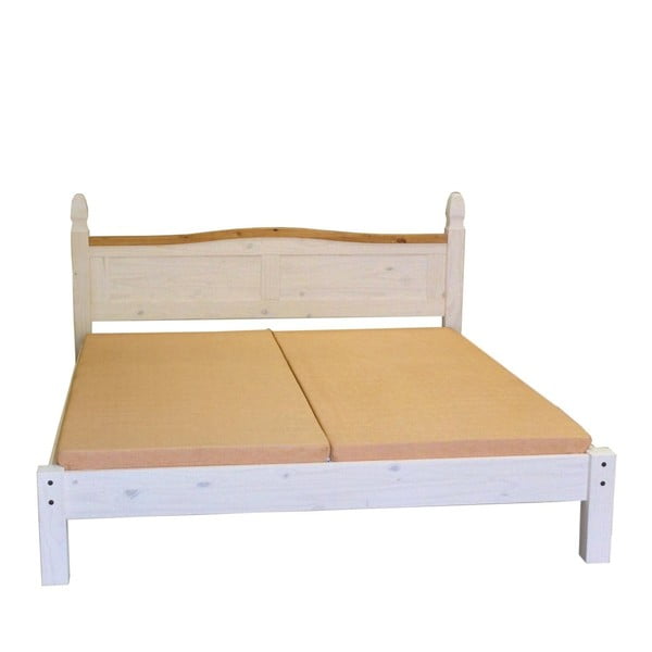 Biela posteľ z borovicového dreva SOB Mexiko, 180 x 200 cm