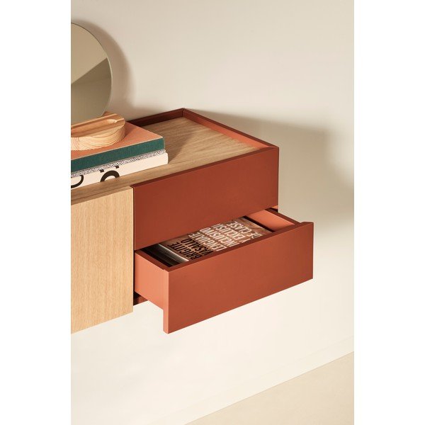 Nízka komoda v dekore duba v tehlovo-prírodnej farbe 110x23 cm Otto – Teulat-image-1