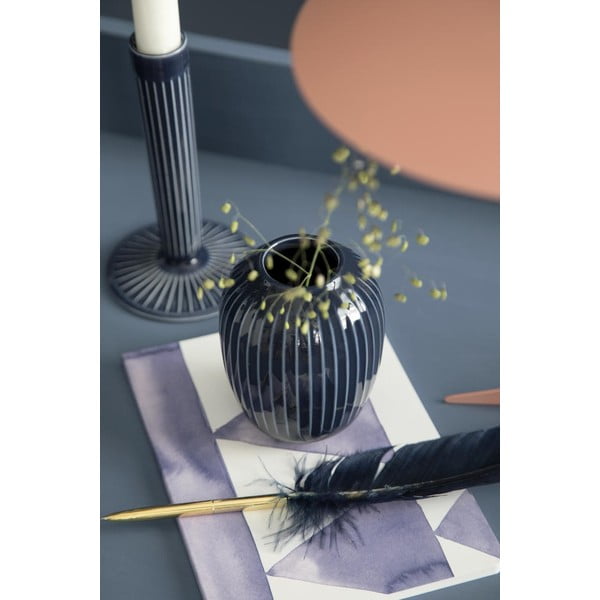 Tmavomodrá kameninová váza Kähler Design Hammershoi, výška 10 cm-image-1