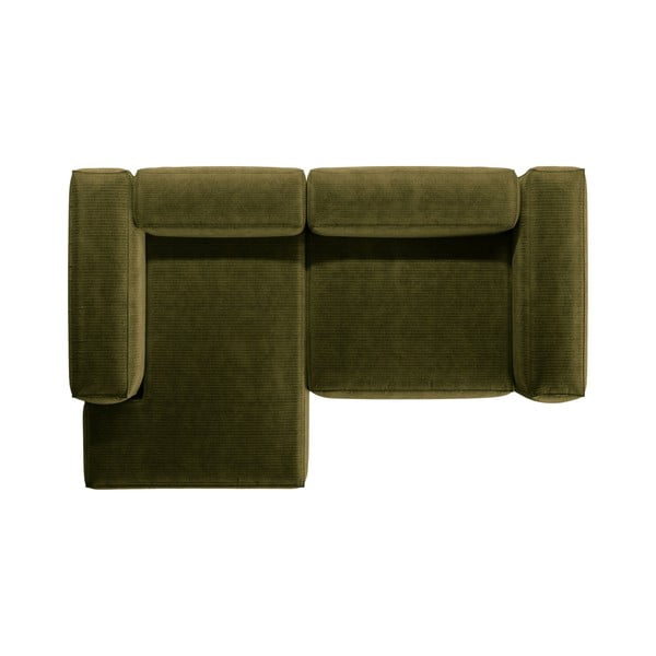 Zelená menčestrová rohová pohovka (ľavý roh/s leňoškou) Bergamo – Cosmopolitan Design-image-3