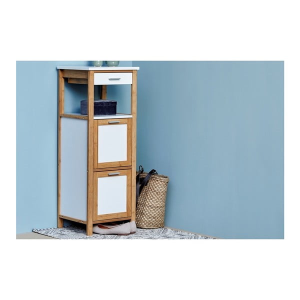 Bambusová kúpeľňová skrinka s 2 policami a úložným priestorom Wenko Finja-image-4