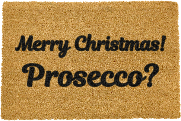 Čierna rohožka z prírodného kokosového vlákna Artsy Doormats Merry Prosecco, 40 x 60 cm