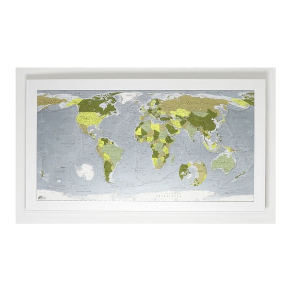 Zelená magnetická mapa sveta The Future Mapping Company Colour Map, 130 × 72 cm