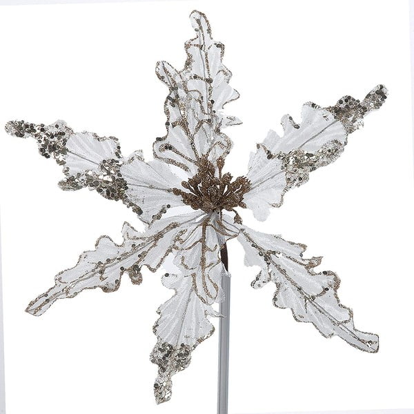 Béžová vianočná plastová dekorácie v tvare kvetu DecoKing Ella