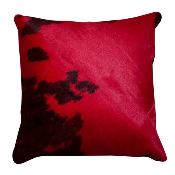 Červený vankúš z pravej kože Pipsa Piece, 45 × 45 cm