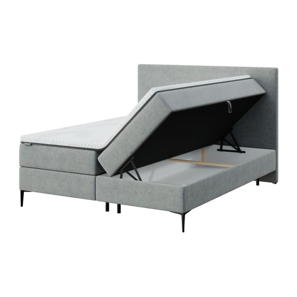 Sivá boxspring posteľ s úložným priestorom 160x200 cm Bufo – MESONICA-image-2