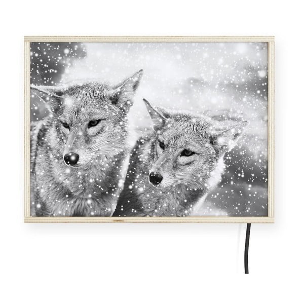 Svetelná nástenná dekorácia s motívmi vlkov Surdic, 40 x 30 cm