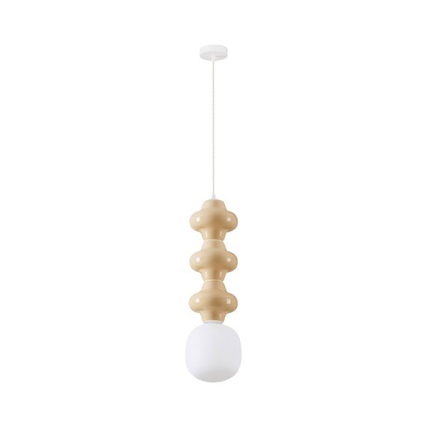 Biele/krémovobiele keramické závesné svietidlo so skleneným tienidlom ø 18 cm Clio – Nova Luce
