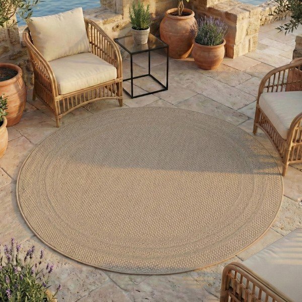 Béžový okrúhly vnútorný a vonkajší koberec ø 80 cm Desert 1304 – Ayyildiz Carpets-image-1
