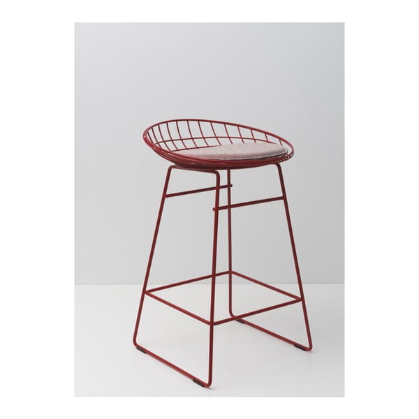 Červená drôtená stolička s podsedákom Pastoe, 64 cm