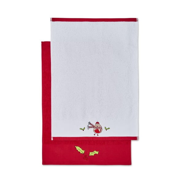 Červeno-biele bavlnené uteráky v súprave 2 ks 40x60 cm Christmas Tree - Catherine Lansfield