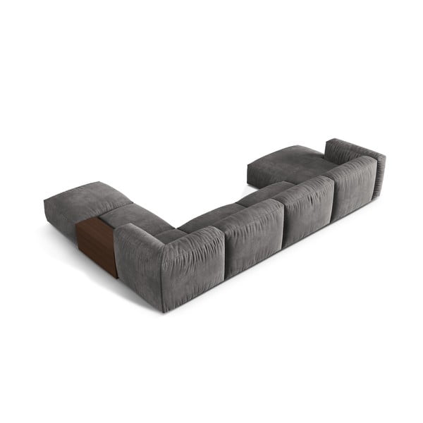 Sivá zamatová modulárna rohová pohovka (pravý roh/do tvaru "U") Martina – Micadoni -image-2