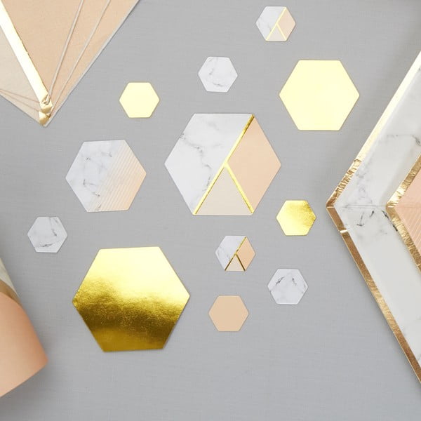 Sada 100 stolových dekorácií Neviti Gold Colour Block Marble