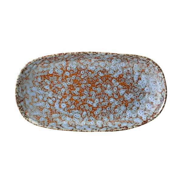 Modro-hnedý kameninový servírovací tanier Bloomingville Paula, 23,5 x 12,5 cm