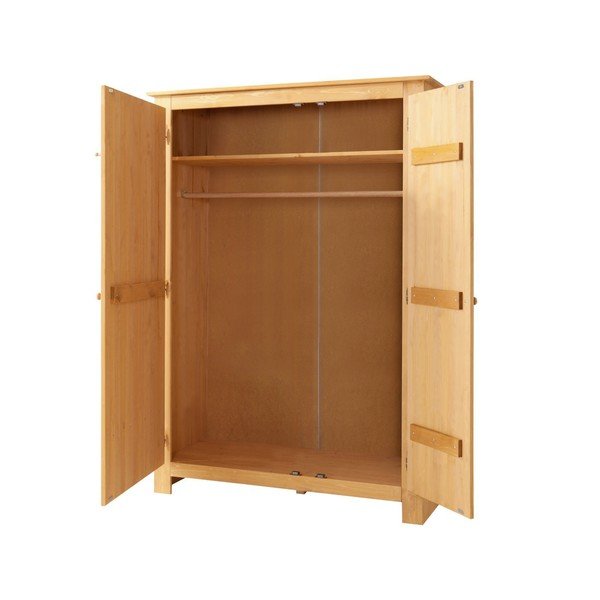 Šatníková skriňa z borovicového dreva so zrkadlom v prírodnej farbe 120x170 cm Bertram – Støraa-image-2