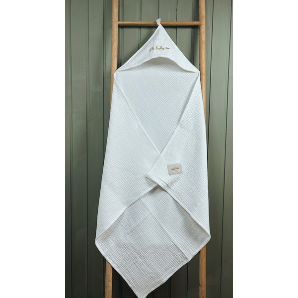 Biela mušelínová detská osuška s kapucňou 85x85 cm Muslin – Malomi Kids-image-4